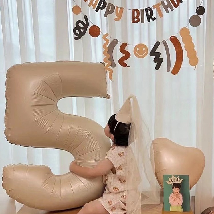Ins globos digitales de color crema decoración de cumpleaños de bebé escena fiesta ambiente de cumpleaños accesorios de fotografía decoración