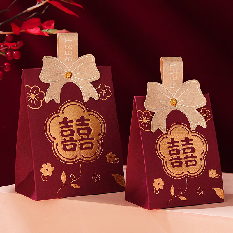 Caja de dulces de boda Boda 2024 Nuevo caramelo portátil de alta gama Empaquetado de dulces de boda Caja de regalo Bolsa vacía