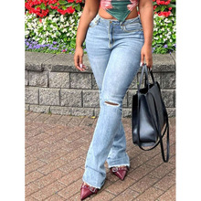 B 62833 Ripped flared jeans �ƶ�΢��ţ�п�羳����ͨ����