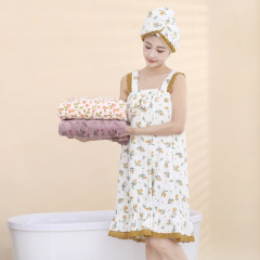 サスペンダーの寝スカートの女性の夏の薄いタイプのバス帽のスーツの甘いサスペンダーのバスのスカートのかわいい小さい花の風呂のサスペンダーのバスのスカート