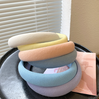 奶油色系海綿發箍少女百搭外出發卡網紅簡約氣質頭箍壓發寬邊發飾