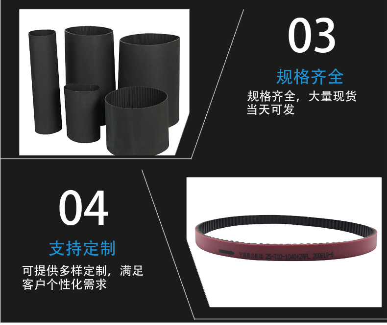 Ningbo Junli PU rubber polyurethane XXH type XXL type double-sided tooth industrial belt timing belt spot delivery fast