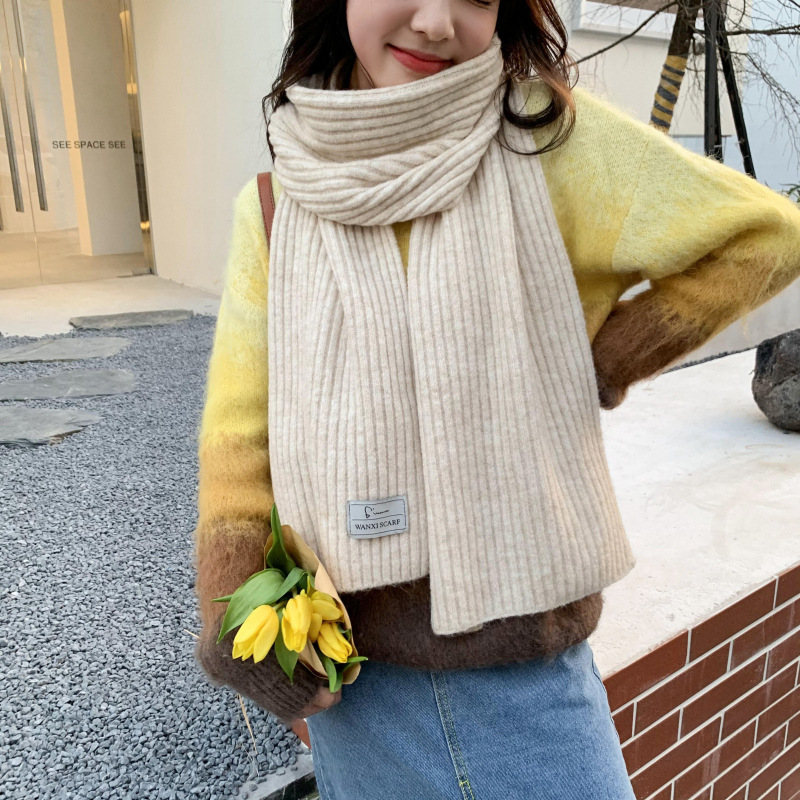 Solid Color Thick Wool Knit Scarf NSCM101066