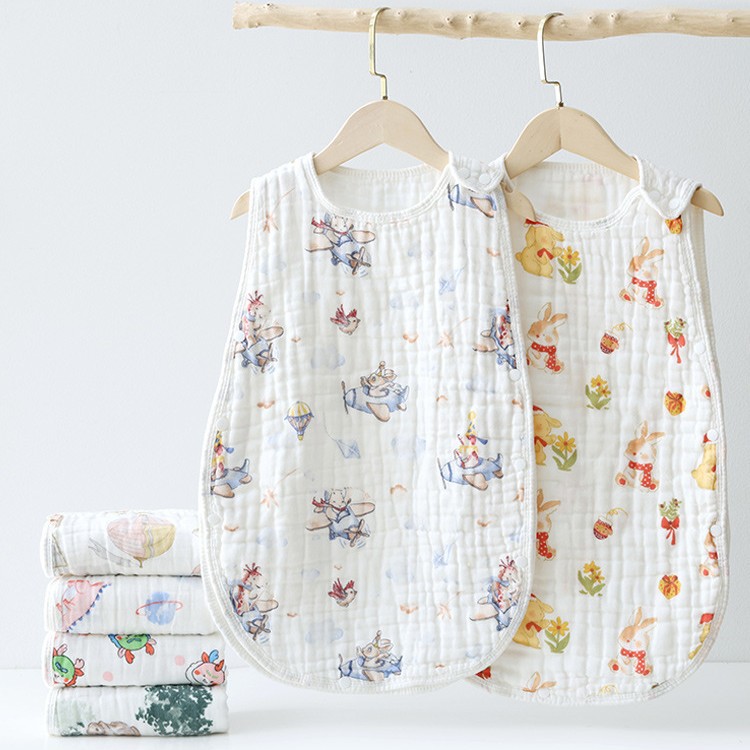 Infant Sleeping Bag Summer Pure Cotton Gauze Soft, Comfortable, Water-Absorbent and Breathable Sleeveless Vest Baby Sleeping Anti-Kick Quilt