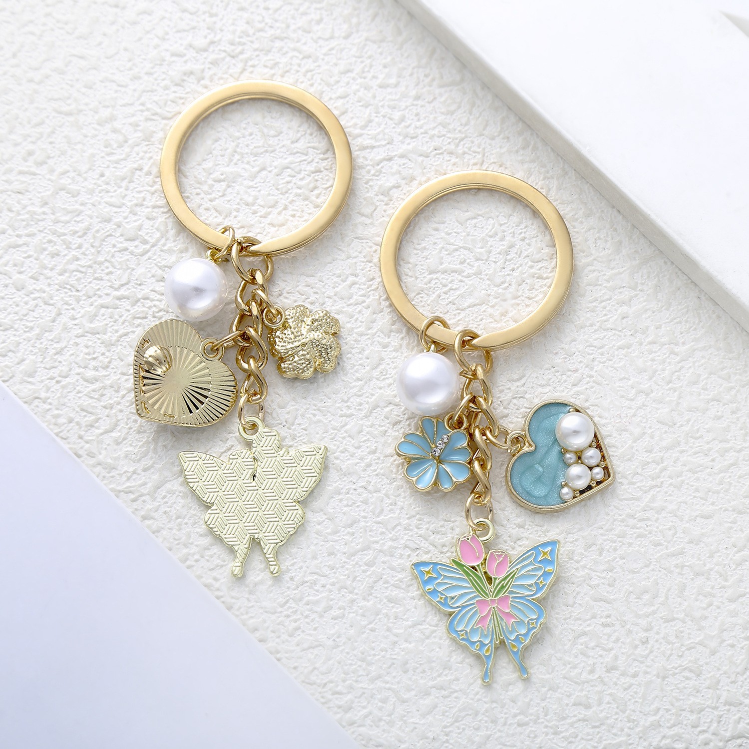 15g Weight Bag Pendant, Keychain Classification 1 Piece, 1 Set Quantity 1 Piece 1 Set Cute Sweet Heart Shape Butterfly Alloy Enamel Bag Pendant Keychain