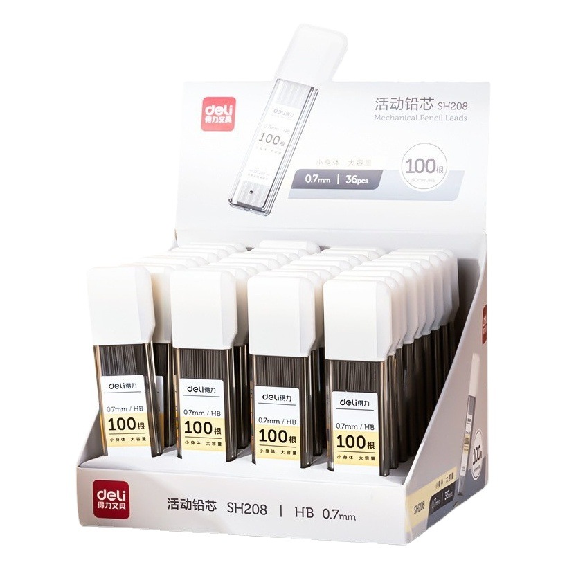 Deli Lead Refills Sh207 Student Large Capacity Hb Mechanical Pencil Refills 0.5 Automatic Pencil Lead Stationery Wholesale