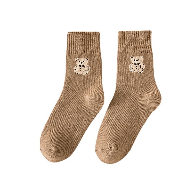 Socks Women's Autumn and Winter Warm Mid-length Socks Thickened Fleece-lined Sleeping Loose Moon Socks ins All-match Terry socks