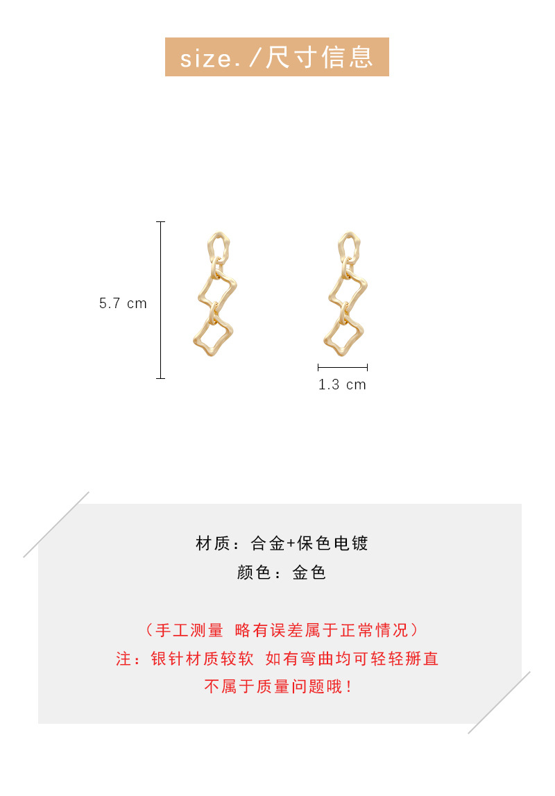 Cold Style High-grade Simple Earrings Long Metal Matte Gold Geometric Ear Studs European And American Retro Exaggerated Earrings Women display picture 1