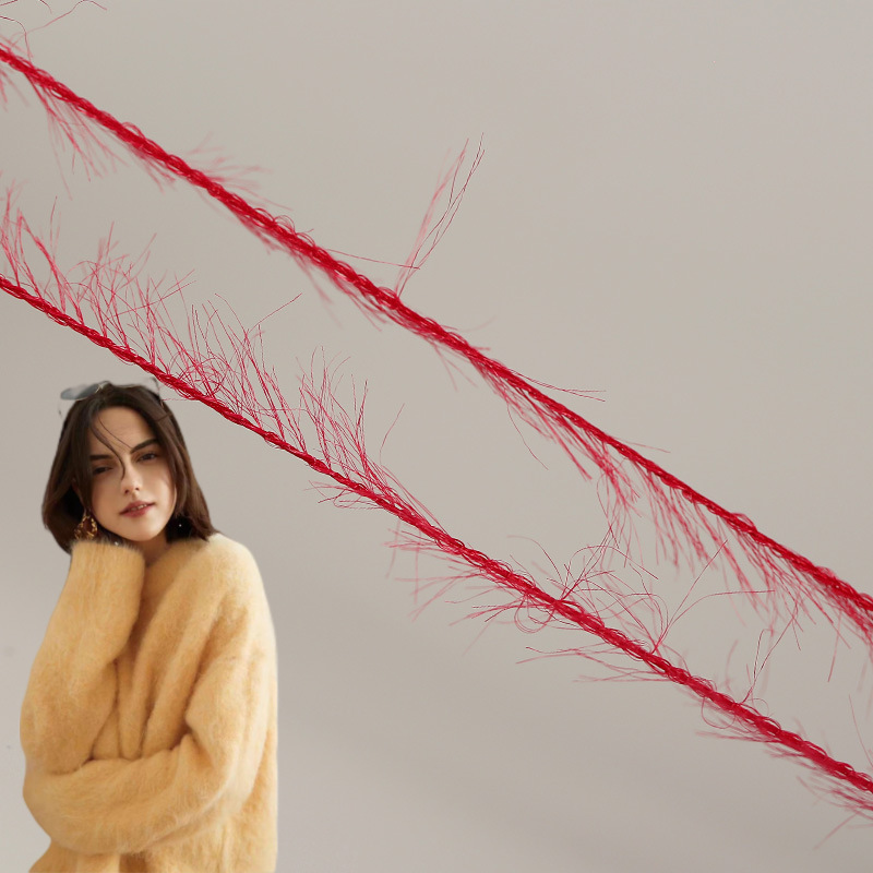 工厂价锦纶0.9厘米仿貂羽毛纱秋冬花式纱线特种纱毛衣围巾毛毯