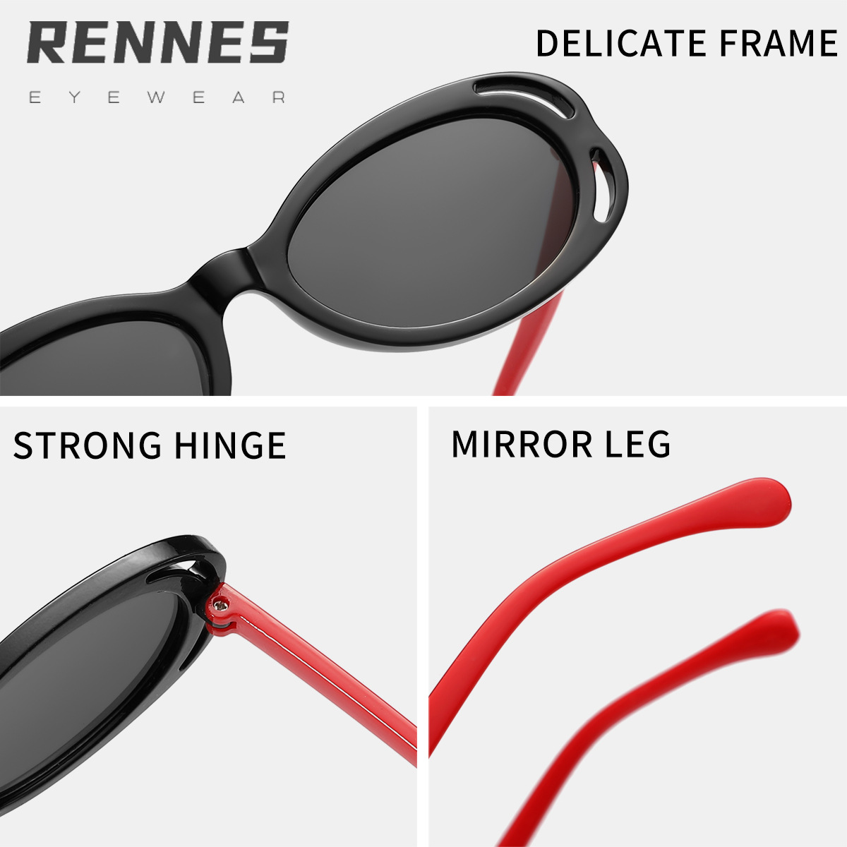 Los nuevos niños oval contraste color Camelia hueco personalidad moda gafas de sol calle hip hop desgaste esencial gafas de sol