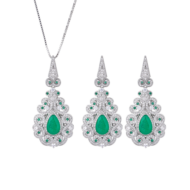 Zhuang Sheng joyería fondo de cobre chapado en oro simulación abuela Palacio Verde estilo retro traje femenino piedra principal 8*12