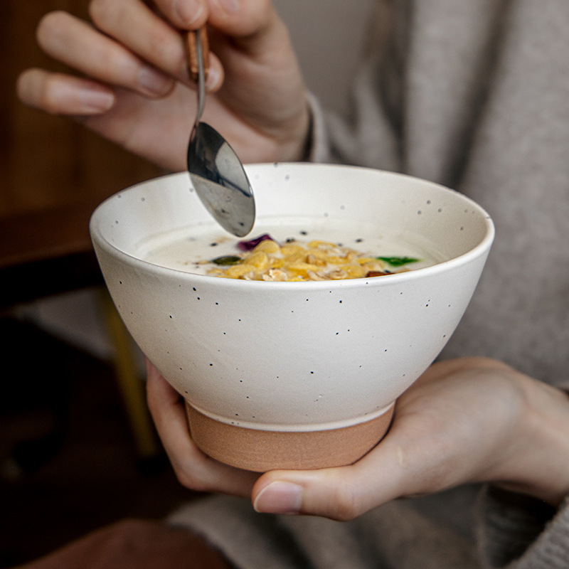 Tazón de salpicaduras de tinta Tazón de postre de sombrero de 5 pulgadas Tazón de arroz de cerámica anti-escaldado Tazón de avena retro Exportación transfronteriza