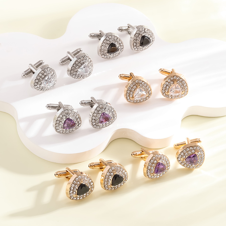 new triangle diamond cufflinks fashionable French business shirt cuff nail cufflinks_voghion.com