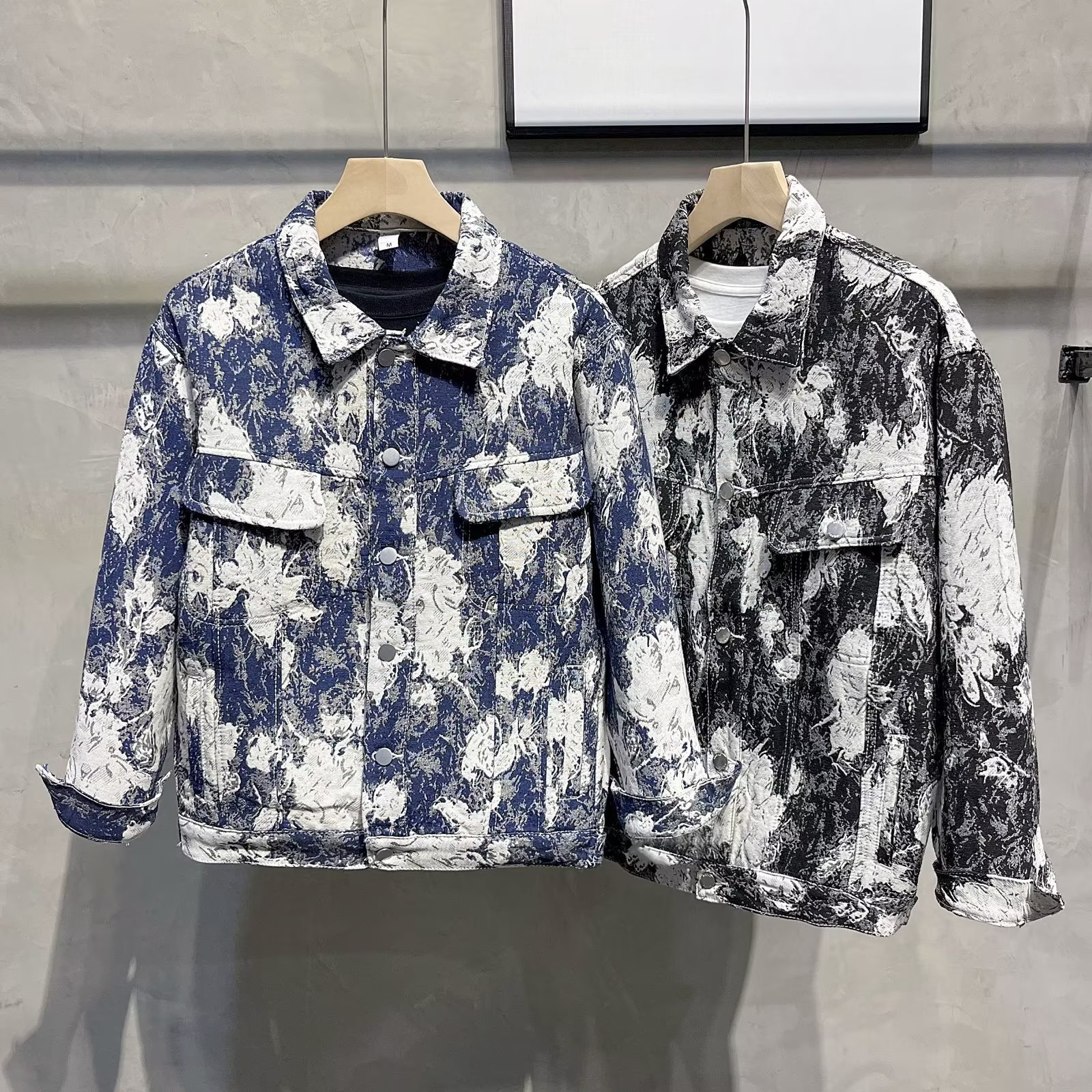 Men's clothing Autumn denim jacket with print personality casual jacket Hong Kong style handsome all match top autumn new jacket_voghion.com