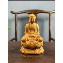 崖柏如来佛祖汽车摆件神像手把件释迦摩尼佛木雕宝宝佛家居工艺品