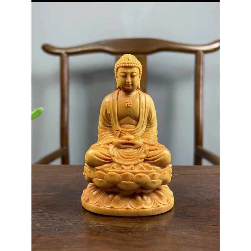 崖柏如来佛祖汽车摆件神像手把件释迦摩尼佛木雕宝宝佛家居工艺品|undefined