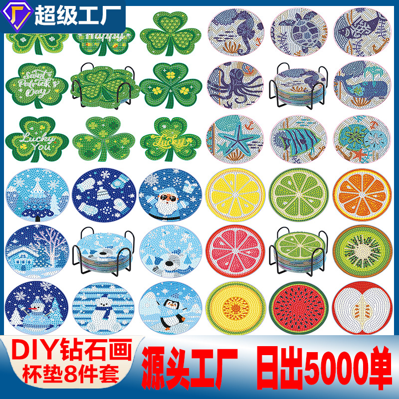 Posavasos nórdico de pintura de diamantes DIY 5D hecho a mano, de acrílico, con cristales para pegar, de lujo ligero, con diamantes brillantes.