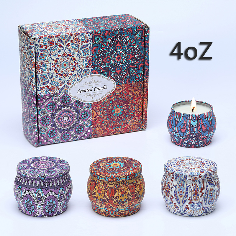 Set de Velas Aromáticas en Caja de Regalo de Cera de Soja, Calmante, para Toda la Familia