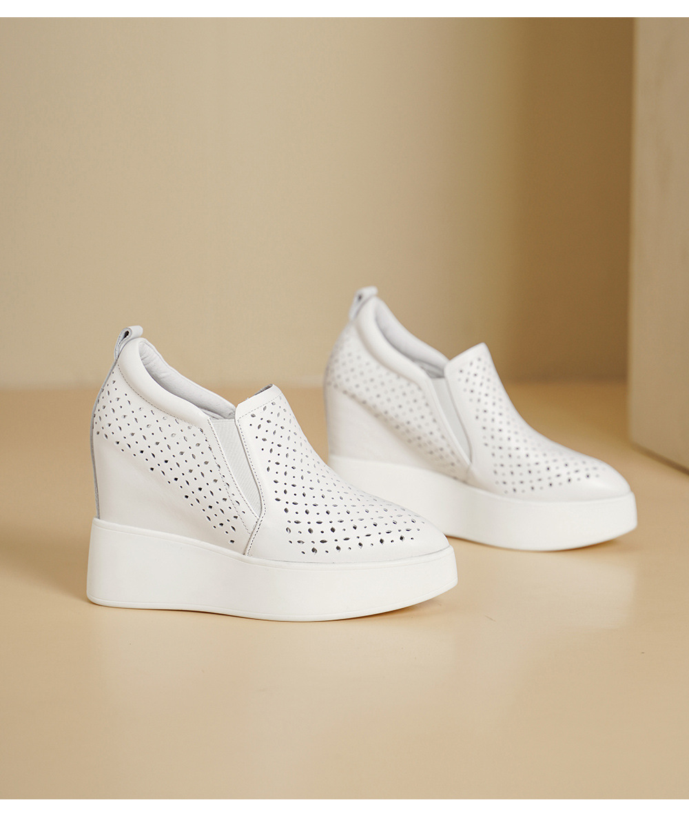 Giày sneaker nữ đế dày tăng chiều cao 12cm, form lười thoáng khí, phong cách trẻ trung — màu đen, màu trắng chi tiết 15
