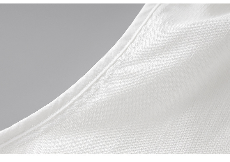 Áo sơ mi nữ linen tay dài cổ bẻ phong cách tiền cũ — Màu trắng chi tiết 21