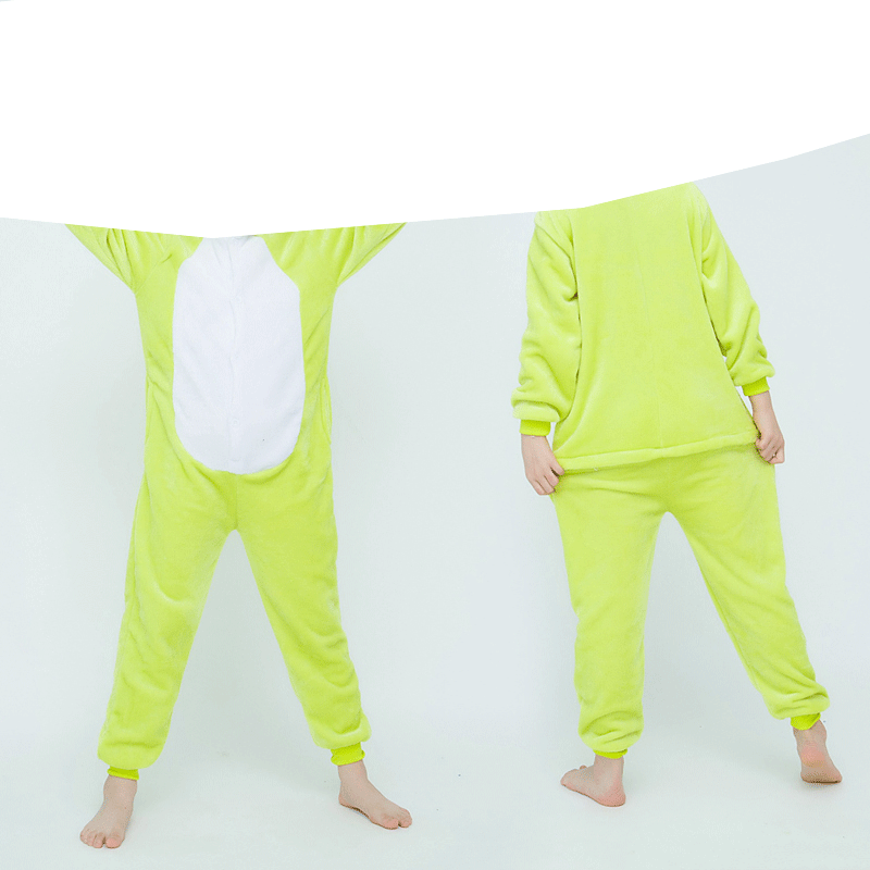 FUENTE Fábrica al por mayor pareja niños de dibujos animados animal de una sola pieza pijamas de franela Otoño e Invierno engrosada dinosaurio cálido