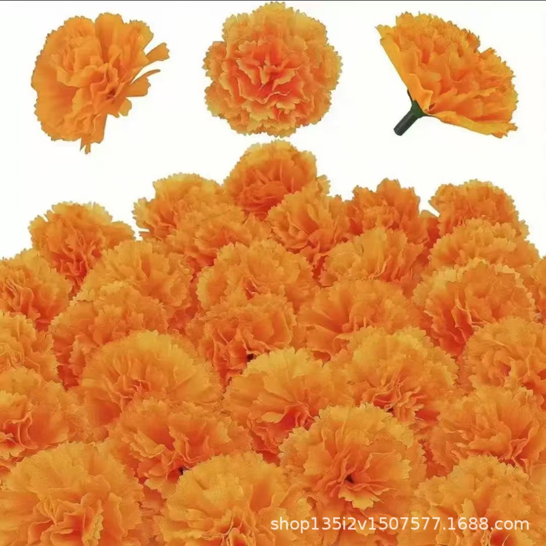 Cross-Border Wholesale Carnation Flowers Halloween Marigold Silk Fake Flowers Scene Arrangement Flower Arrangement Decorative Flowers
