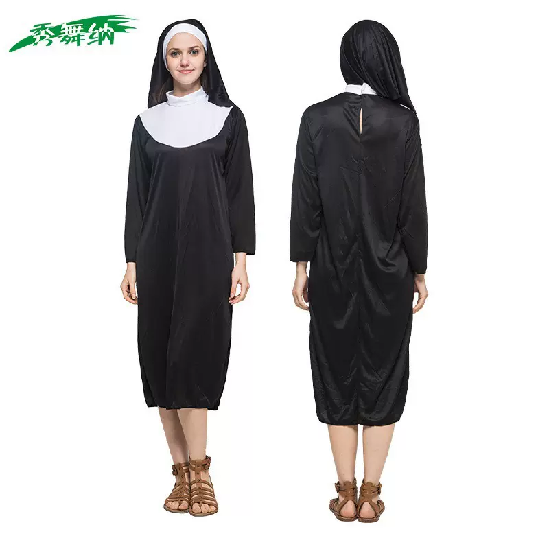 圣诞节修女演出服Cosplay圣女玛利亚神父角色扮演万圣节牧师服装