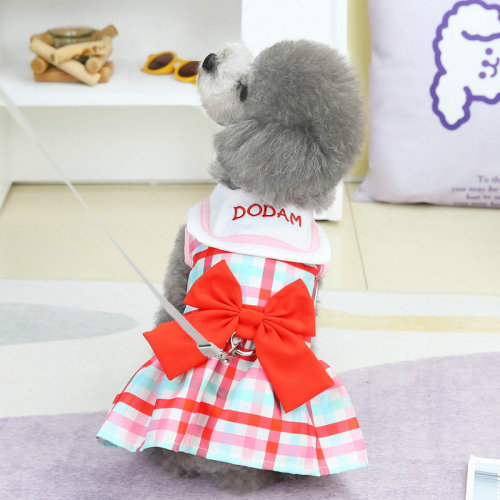 Pet Cute Clothes  New Spring Summer Teddy and Bichon Frise Fashion Casual Universal Bow Tie Harness Skirt