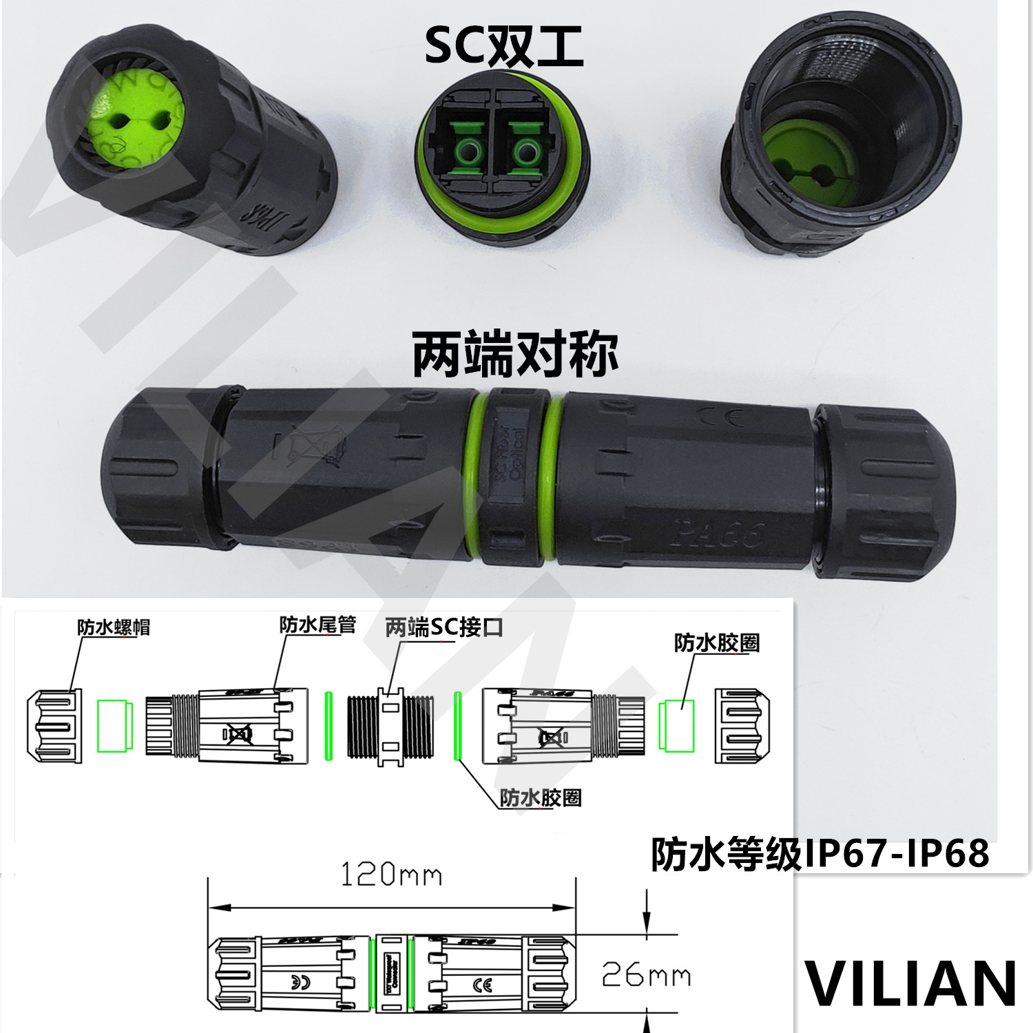 LCСSC󷽿ֱͨӳIP68ˮʽ˫APCԽ