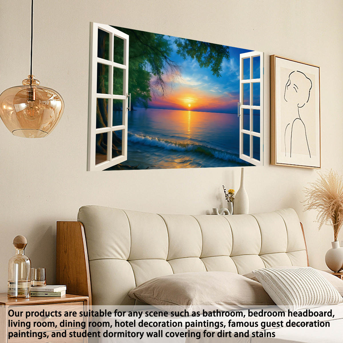 3d Seeblick Wandaufkleber Mit Fensteroptik Für Meer Dekoration_voghion.com
