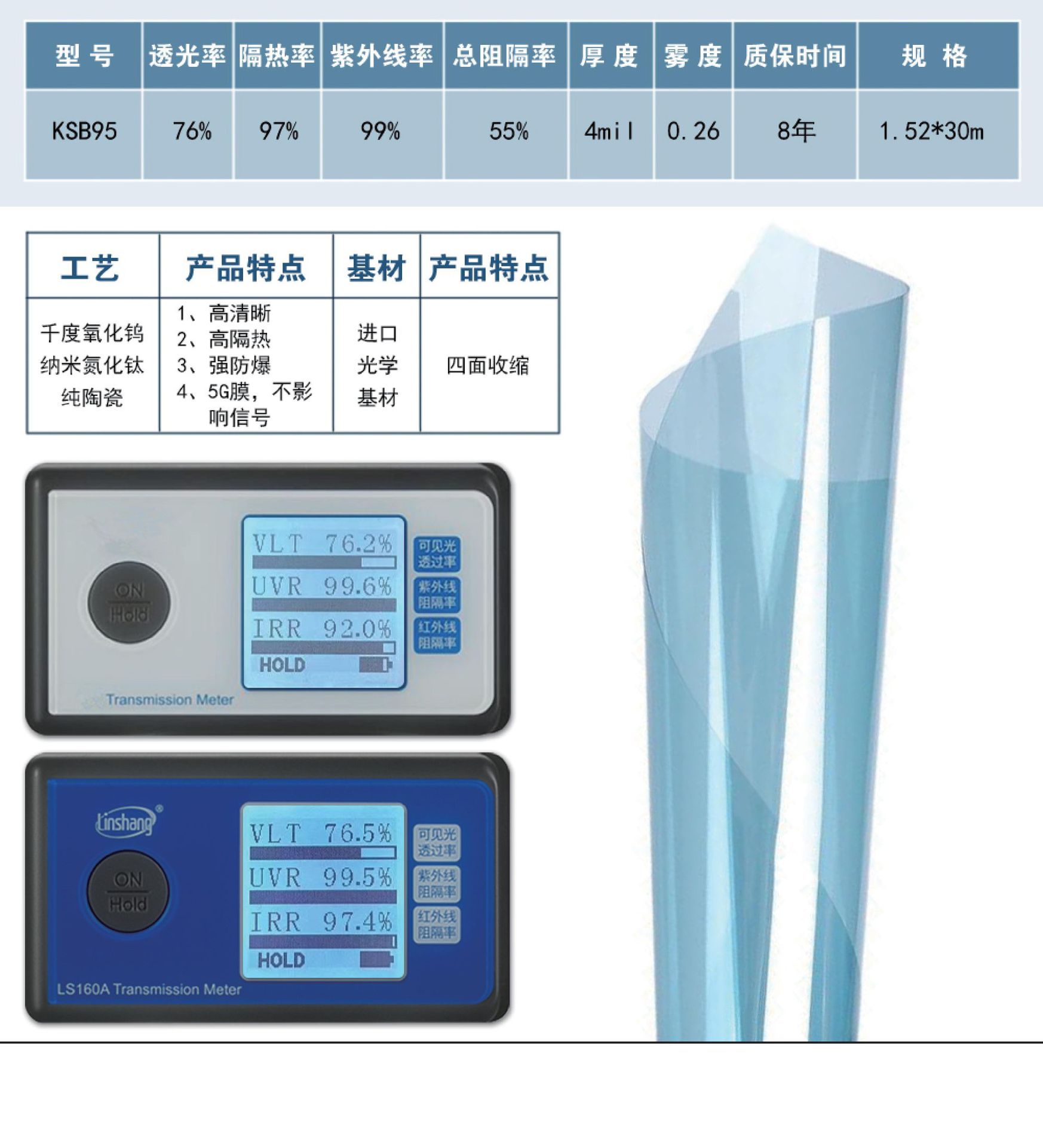 Factory wholesale 4mil nano ceramic film strong explosion-proof high heat insulation high definition car film glass film solar film