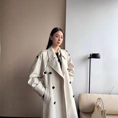 周淼ZHOUMIAO【巴黎旧梦】经典廓形翻领双排扣风衣长款气质外套女