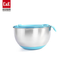 C&E创艺沙拉盆拌水果沙拉碗不锈钢餐具带盖厨房用品家用酒店饭店