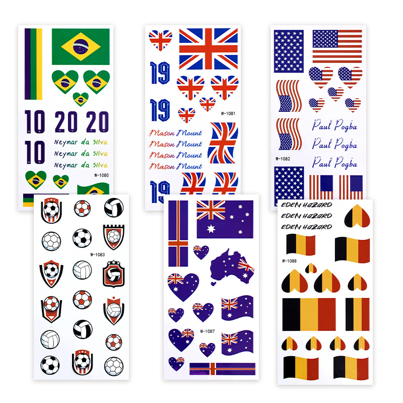 Cross-border 2022 Copa del Mundo tema tatuaje pegatinas impermeable Bandera Nacional niños dibujos animados tatuaje pegatinas tatuaje