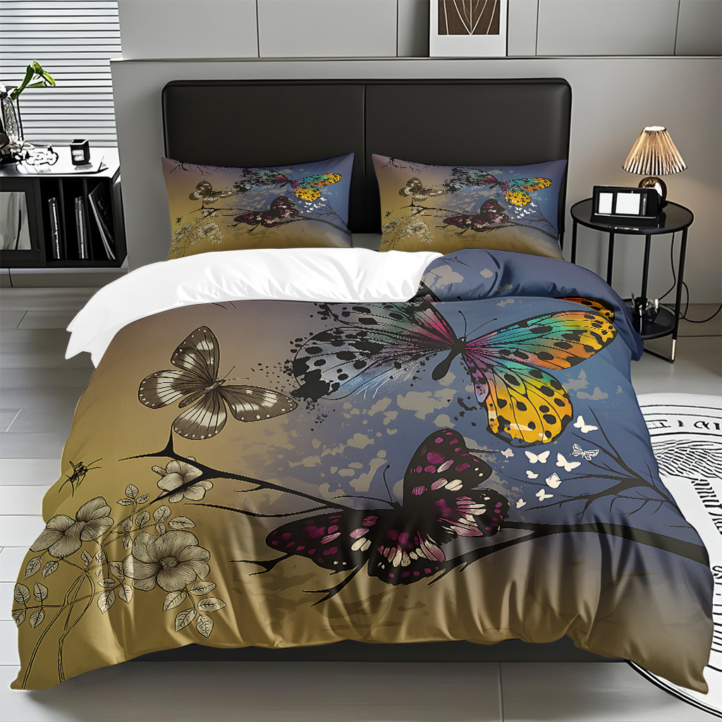 Su propia fábrica suministra directamente una variedad de colchas de impresión digital de mariposa. Comercio electrónico transfronterizo preferido para soportar el modo TEMU JIT.