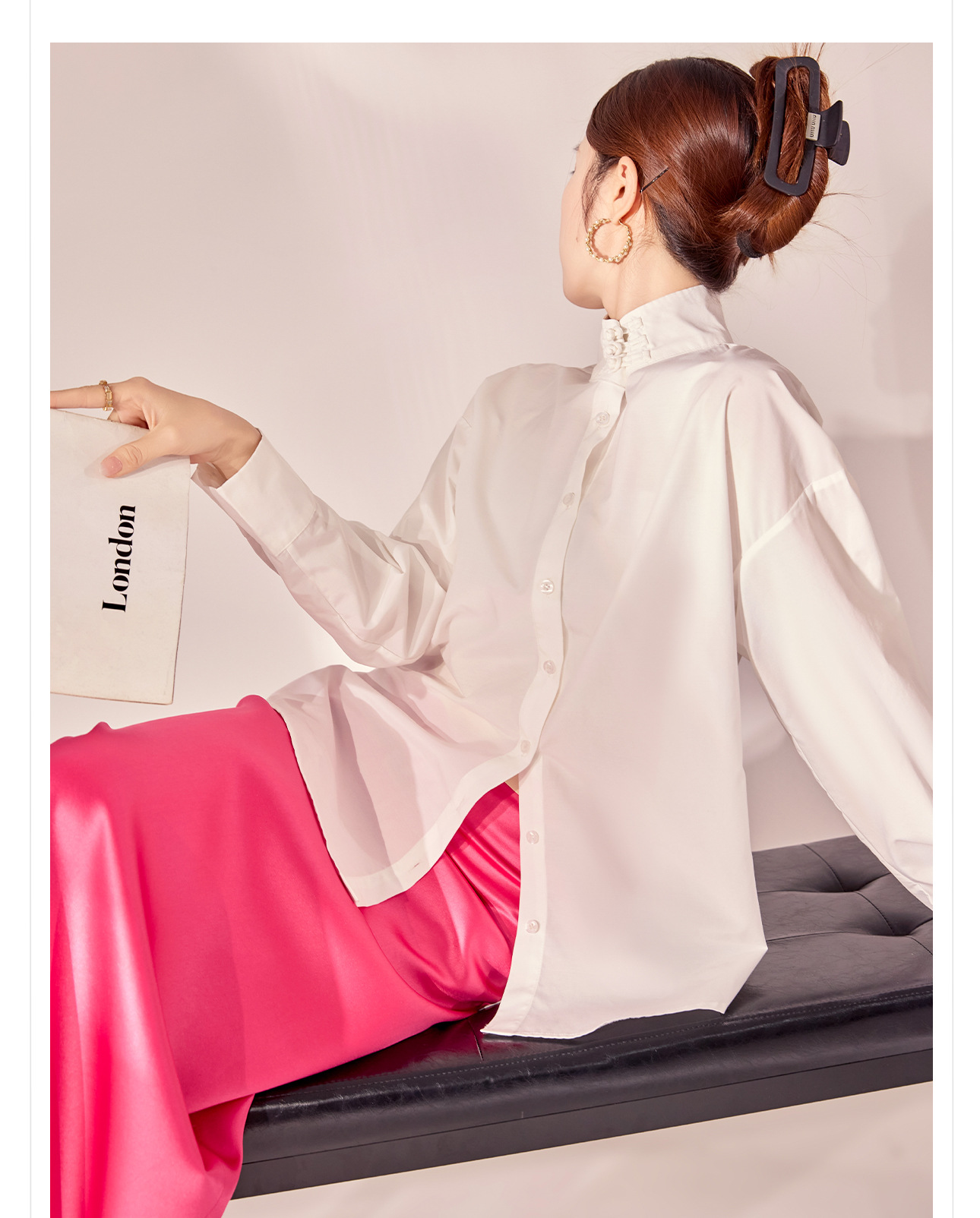 Bộ áo gilê không tay cổ đứng thêu sequin phong cách Trung Hoa mới kèm sơ mi trắng và chân váy nửa MZ055 — Áo sơ mi trắng, Váy nửa, Áo gilê chi tiết 11