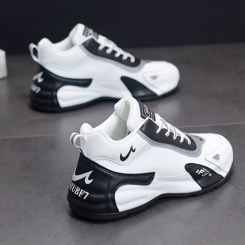 Genuine Leather spring new fashion shoes ins Korean style versatile clunky shoes men's couple's bag bottom one-piece casual sneaker