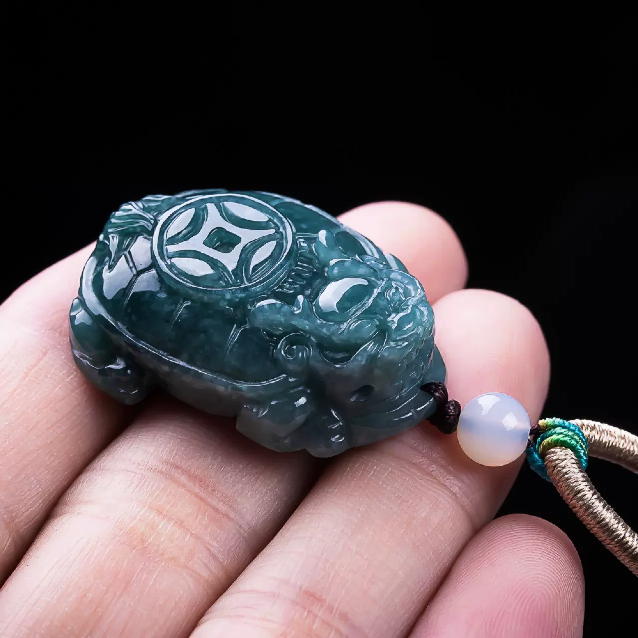 翡翠A货龙龟吊坠男女款转运龙头龟挂件玉石项链护身符玉佩坠饰品