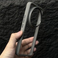 黒武士フロスト透明アクリル金属ミラーリング適用華為mate70pro磁気吸引携帯ケースmate60全包転倒防止Pura70高級感70ultraハードケースソフトエッジ新