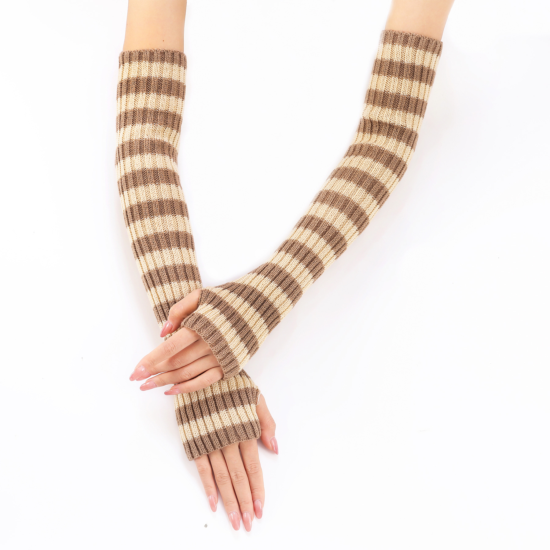 166g Weight Gloves, Arm Sleeves Classification Polyacrylonitrile Fiber Fabric Type 1 Pair Quantity Casual, Daily Occasion Stripe, Solid Color Pattern Unisex Gender Modern Style Style Unisex Modern Style Stripe Solid Color Gloves Arm Sleeves 1