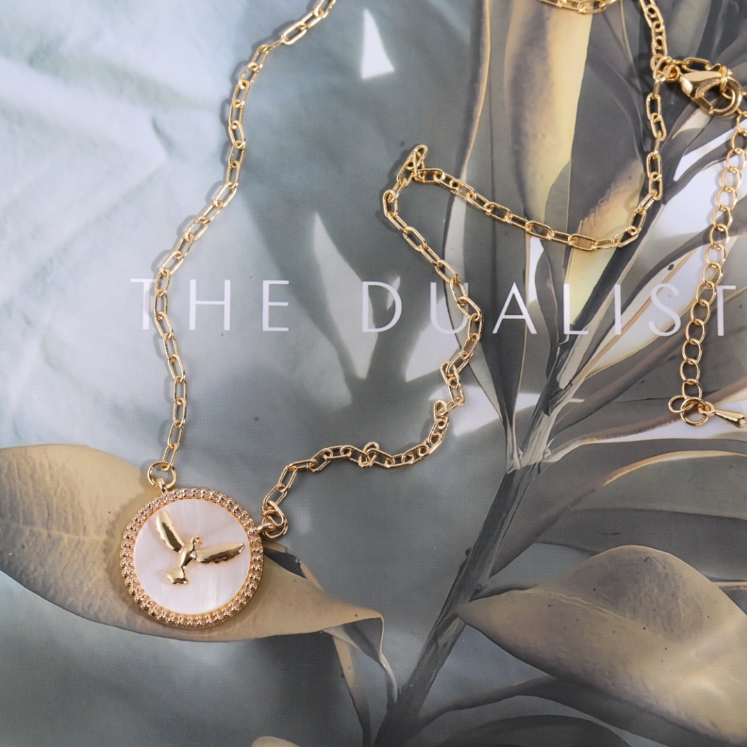 Peace Dove Fritillary Necklace Diamond-Embedded Copper Special Interest Light Luxury Special-Interes