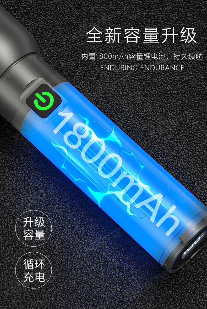 Cross-border new outdoor silver dragon flashlight multi-functional long-range lighting laser long-range working side lights