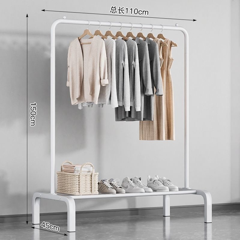 Percha de secado de ropa de piso dormitorio doméstico colgar ropa plegable de una sola varilla simple dormitorio interior móvil percha de sombrero