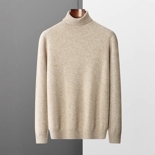 Autumn and Winter New Men's Mountain Cashmere Sweater High Lapel Frontline Garment Solid Color Pullover Sweater Warm Top Knitted Sweater