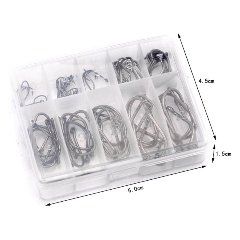 100 piezas en caja anzuelo tubo Fu isini 3-12 # gancho de pesca con agujero de púas de Oro Negro