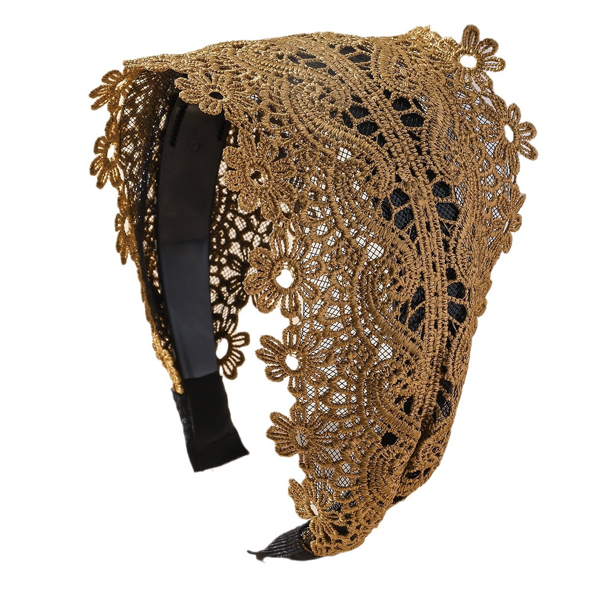 Nuevo estilo simple de banda de cabello de mujer banda ancha banda de cabello de moda dulce para cubrir el cabello blanco cabeza de cabello hueco flores de punto broca para el cabello