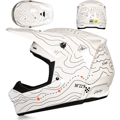 Motorcycle Safety Supplies — Safety Helmet for Teenagers - white-high-and-low-lines-s