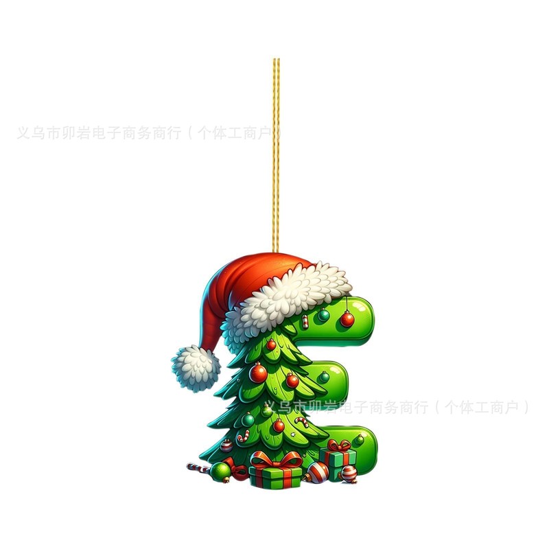 跨境2D亚克力圣诞树26字母吊坠DIY装饰挂件汽车装饰圣诞装饰挂件|undefined