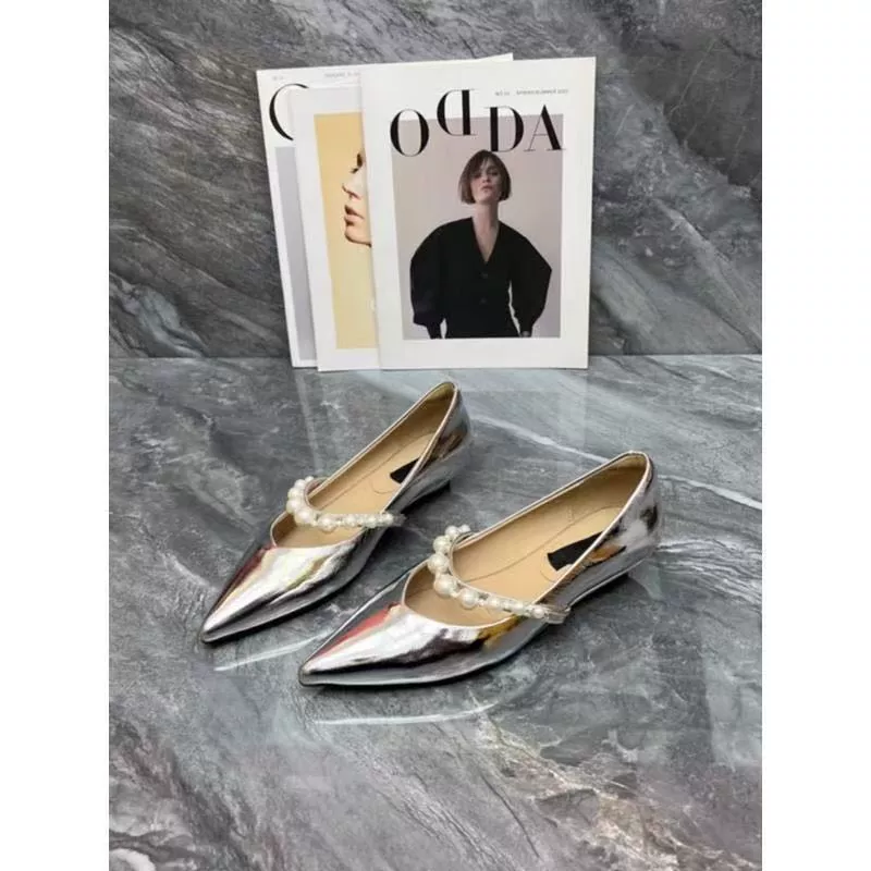 Модные туфли на каблуке-«wedges» европейский стиль острый носок жемчужный ремешок Женские туфли с открытым носом, плоская подошва, повседневный стиль 2025 весна