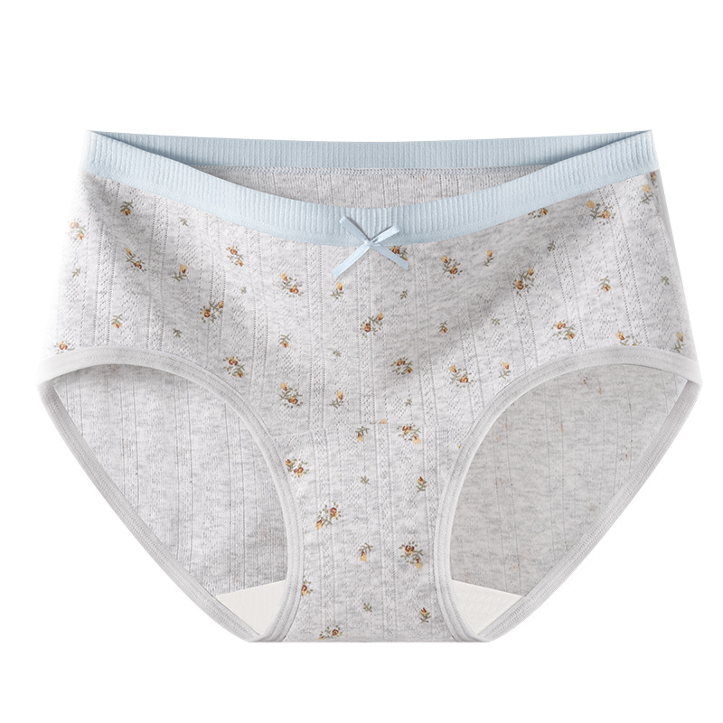 Bragas de entrepierna larga floral de crema, bragas de algodón para niñas, entrepierna de algodón puro, entrepierna antibacteriana, nuevos calzoncillos para mujer